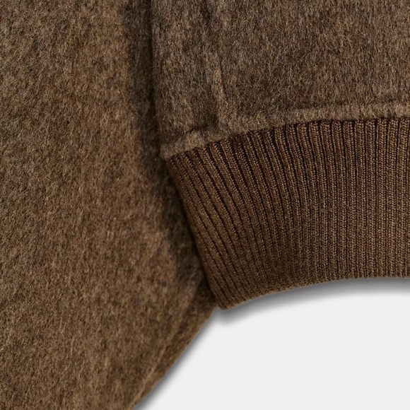 Zara NWT ZW Collection wool blend bomber jacket brown 7522/040 - Picture 3 of 7